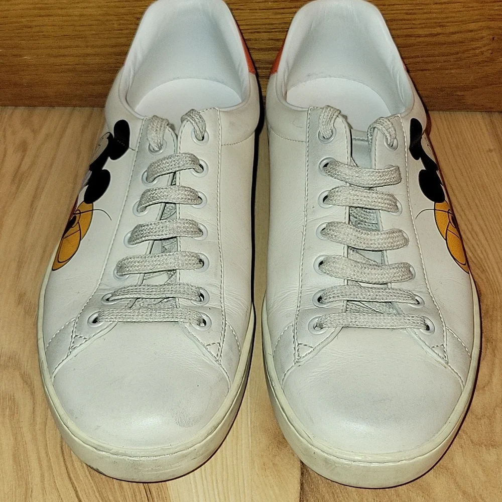 Disney x Gucci Men Ace Low Sneakers (Mickey Mouse, Ivory)